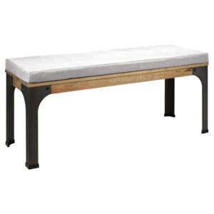 DS Meubles Panca con cuscino in stile industriale vintage - Bianco - 40x120x52h
