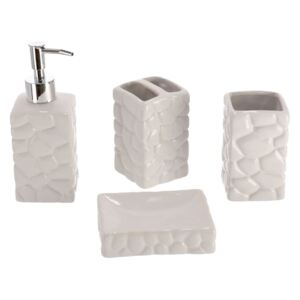 Gebor Set bagno moderno 4-Piece - Dispenser per sapone, portaspazzolino