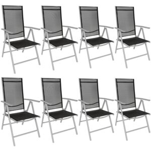 Tectake 404365 8 sedie da giardino in alluminio - nero/argento