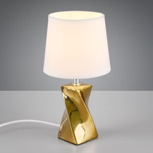 Lampada da tavolo Abeba, Ø 15 cm, bianco-oro