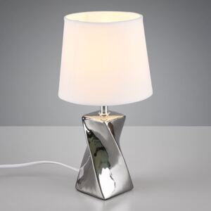 Lampada da tavolo Abeba, Ø 15 cm, bianco-argento