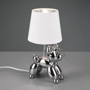 Lampada da tavolo Bello con cane, argento/bianco