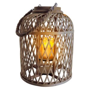 Lanterna solare LED cesto bambù alta 29 cm marrone