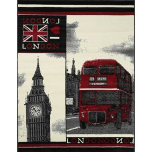 Tappeto arredo moderno cm. 120x170 Tiffany con il tipico bus inglese