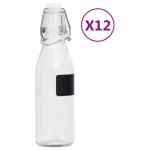 VidaXL Bottiglie in Vetro con Chiusura a Gancio 12 pz Rotonde 250 ml