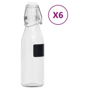 VidaXL Bottiglie in Vetro con Chiusura a Gancio 6 pz Rotonde 250 ml