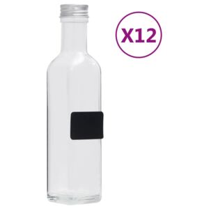 VidaXL Bottiglie in Vetro con Tappo a Vite 12 pz Quadrate 250 ml