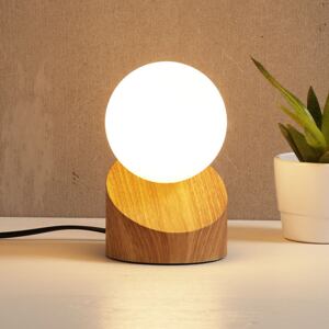 Lampada da tavolo LED Alisa con base in look legno