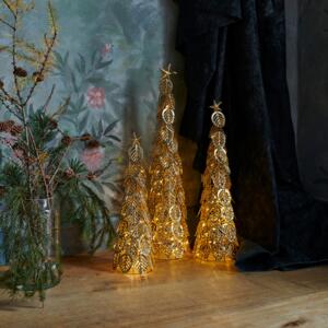 Albero LED decorativo Kirstine, oro, alto 53,5 cm