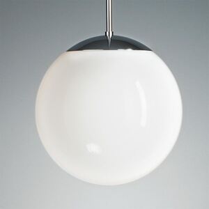 Lampada pensile, sfera opalescente, 40 cm, cromo