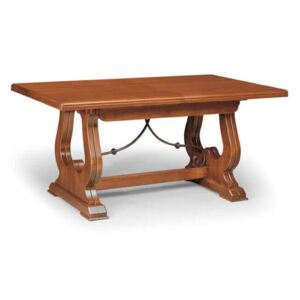 MARSHALL - tavolo da pranzo allungabile in legno massello 85 x 160/205/250/295/340 con decoro in ferro