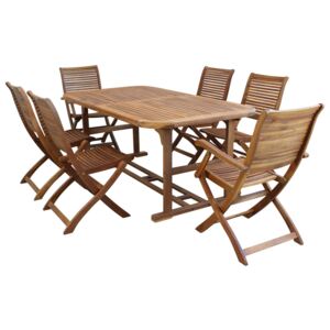 TURRIS - set tavolo da giardino allungabile 180/240 x 100 compreso di 4 sedie e 2 poltrone in legno massiccio di acacia