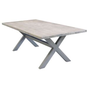 IBEX - tavolo da giardino in alluminio e cementite effetto legno 200 x 100