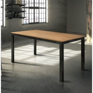 BERNARD - tavolo da pranzo moderno allungabile in metallo e rovere 80 x 140/200