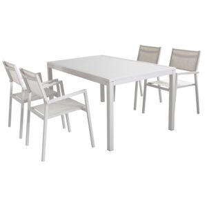 OMEN - set tavolo da giardino 150 x 90 compreso di 4 poltrone in alluminio