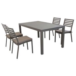 DEXTER - set tavolo da giardino allungabile 160/240 x 90 compreso di 4 sedie in alluminio