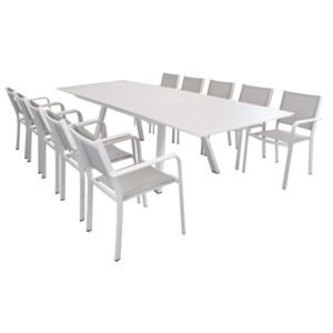 SPLENDOR - set tavolo da giardino allungabile 200/300 x 110 compreso di 10 poltrone in alluminio