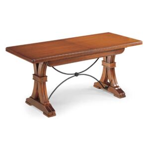 EDISON - tavolo da pranzo allungabile in legno massello 85 x 180/225/270/315/360 con decoro in ferro