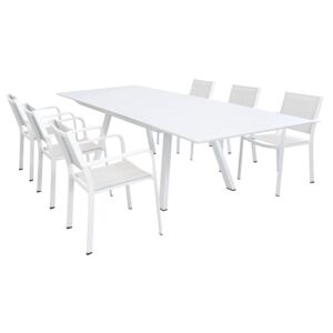 SPLENDOR - set tavolo da giardino allungabile 200/300 x 110 compreso di 6 poltrone in alluminio
