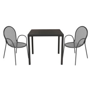 INDEX - set tavolo da giardino 80 x 80 compreso di 2 poltrone in ferro