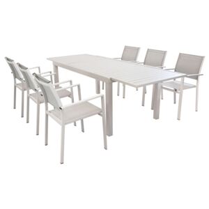 DEXTER - set tavolo da giardino allungabile 160/240 x 90 compreso di 6 poltrone in alluminio