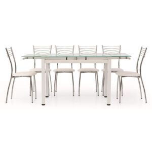 FREDERICK - tavolo da pranzo moderno allungabile in metallo e vetro cm 70 x 110/140/170 x 75 h