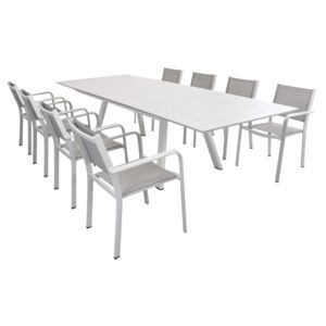 SPLENDOR - set tavolo da giardino allungabile 200/300 x 110 compreso di 8 poltrone in alluminio