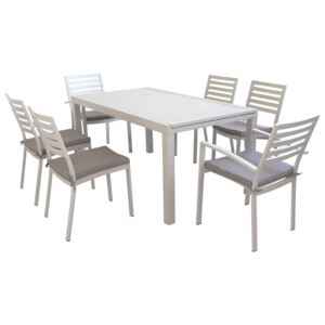 DEXTER - set tavolo da giardino allungabile 160/240 x 90 compreso di 4 sedie e 2 poltrone in alluminio