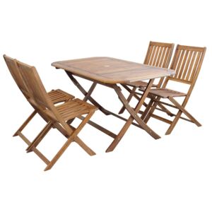 SOLEA - set tavolo da giardino pieghevole salvaspazio 150 x 80 compreso di 4 sedie in legno massiccio di acacia
