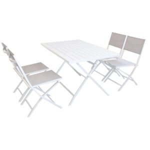 ABELUS - set tavolo da giardino pieghevole salvaspazio in alluminio 70 x 130 compreso di 4 sedie in alluminio e textilene