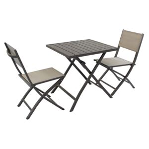 ABELUS - set tavolo da giardino pieghevole salvaspazio in alluminio 70 x 70 compreso di 2 sedie in alluminio e textilene