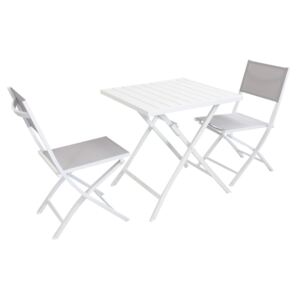 ABELUS - set tavolo da giardino pieghevole salvaspazio in alluminio 70 x 70 compreso di 2 sedie in alluminio e textilene
