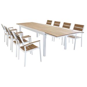 VIDUUS - set tavolo 200/300 x 95 struttura in alluminio compreso di 8 sedute