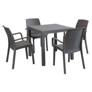 CALIGOLA - set tavolo fisso in wicker cm 80 x 80 x 74 h compreso di 4 sedute