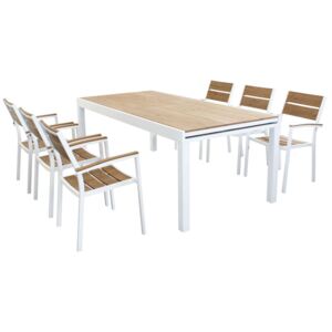 VIDUUS - set tavolo 200/300 x 95 struttura in alluminio compreso di 6 sedute