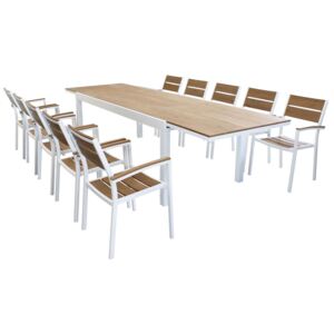 VIDUUS - set tavolo 200/300 x 95 struttura in alluminio compreso di 10 sedute
