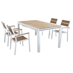 VIDUUS - set tavolo 160/240 x 95 struttura in alluminio bianco compreso di 4 sedute