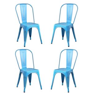AGATHA - set di 4 sedie in metallo blu antico