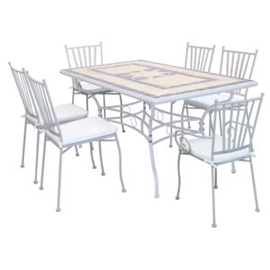 VENTUS - set tavolo giardino in Mosaico 160 X 90 con 4 sedie e 2 poltrone