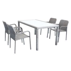 AXONA - set tavolo in wicker cm 150 x 90 con 4 sedute