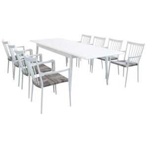 IMPERIUM - set tavolo in alluminio cm 160/240 x 90 x 76 h con 8 sedute
