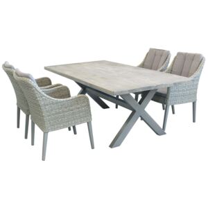 IBEX - set tavolo in cementite e alluminio cm 200 x 100 x 74 h con 4 sedute