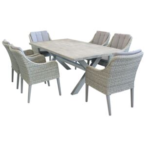 IBEX - set tavolo in alluminio cm 200 x 100 x 74 h con 6 sedute