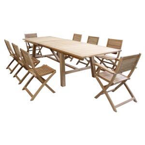 ORATOR - set tavolo in teak cm 160/240 x 90 x 77 h con 8 sedute