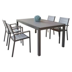 TRIUMPHUS - set tavolo in alluminio cm 180/240 x 100 x 73 h con 4 sedute