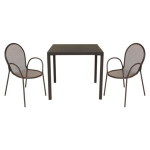 INDEX - set tavolo in metallo cm 80 x 80 x 73h con 2 sedute