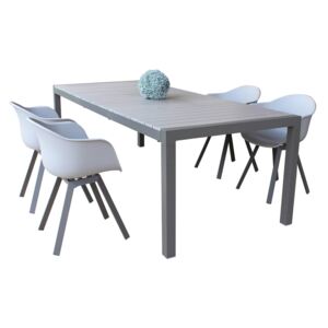 LOIS - set tavolo in alluminio cm 162/242 x 100 x 74 h con 4 sedute