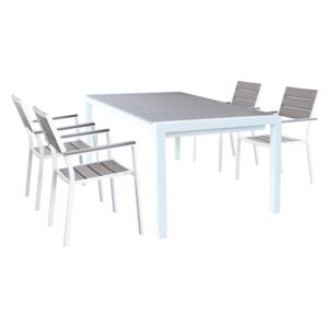 LOIS - set tavolo in alluminio cm 162/242 x 100 x 74 h con 4 sedute