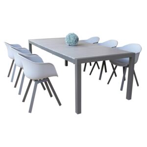 LOIS - set tavolo in alluminio cm 162/242 x 100 x 74 h con 6 sedute