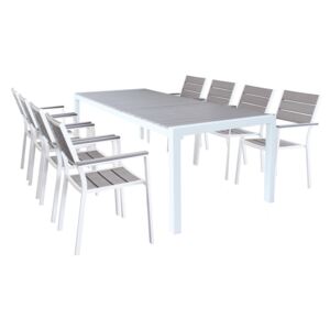 LOIS - set tavolo in alluminio cm 162/242 x 100 x 74 h con 8 sedute